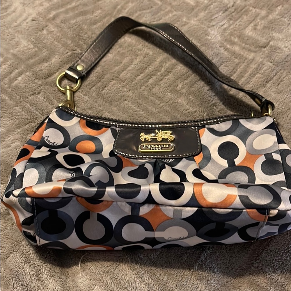 Coach Black and Orange Shoulder Bag with Signature Design